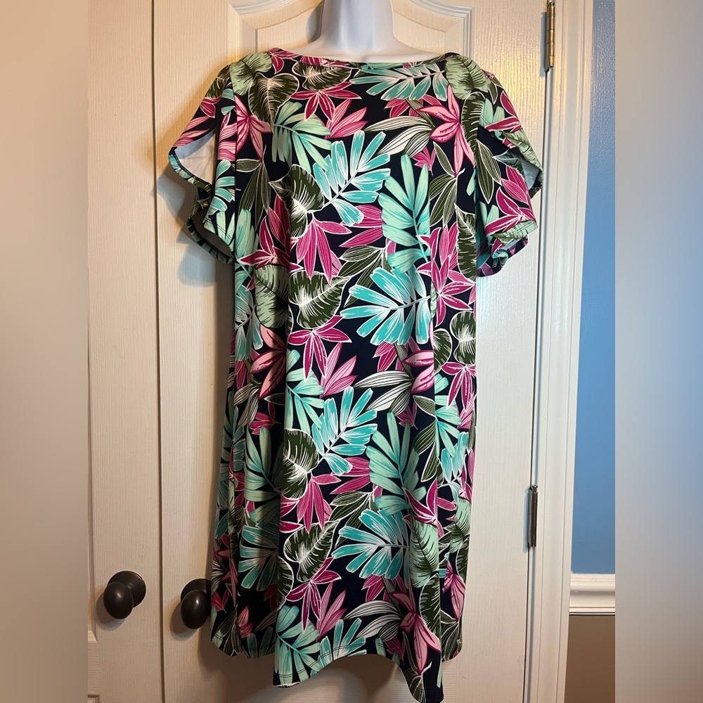 🌸 Kim Rogers Ruffle Sleeve Floral Dress - Size P/XL 🌿